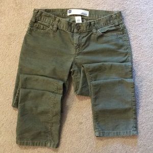 Gap skinny stretch olive green cords, size 2